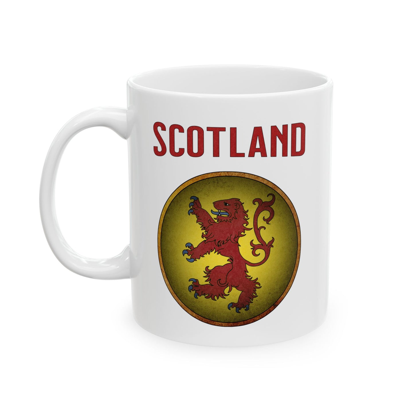 Scotland Heraldry Mug - Scottish Heritage Gift - Lion Rampant - Double Sided Ceramic Mug (11oz)