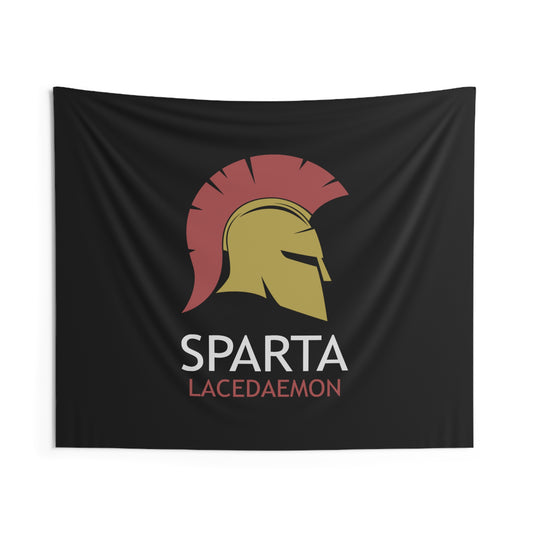 Sparta - Lacedaemon - Ancient Spartan Hoplite Corinthian Helmet Indoor Wall Tapestry 60" x 50"