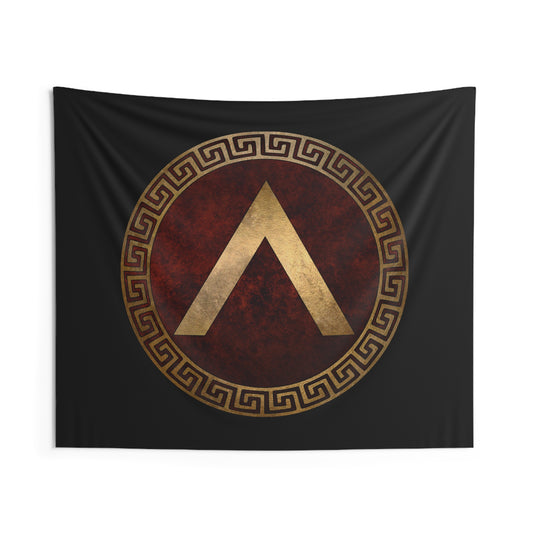 Spartan Shield Lacedaemonian Lambda Ancient Symbol of Sparta Indoor Wall Tapestry 60" x 50"