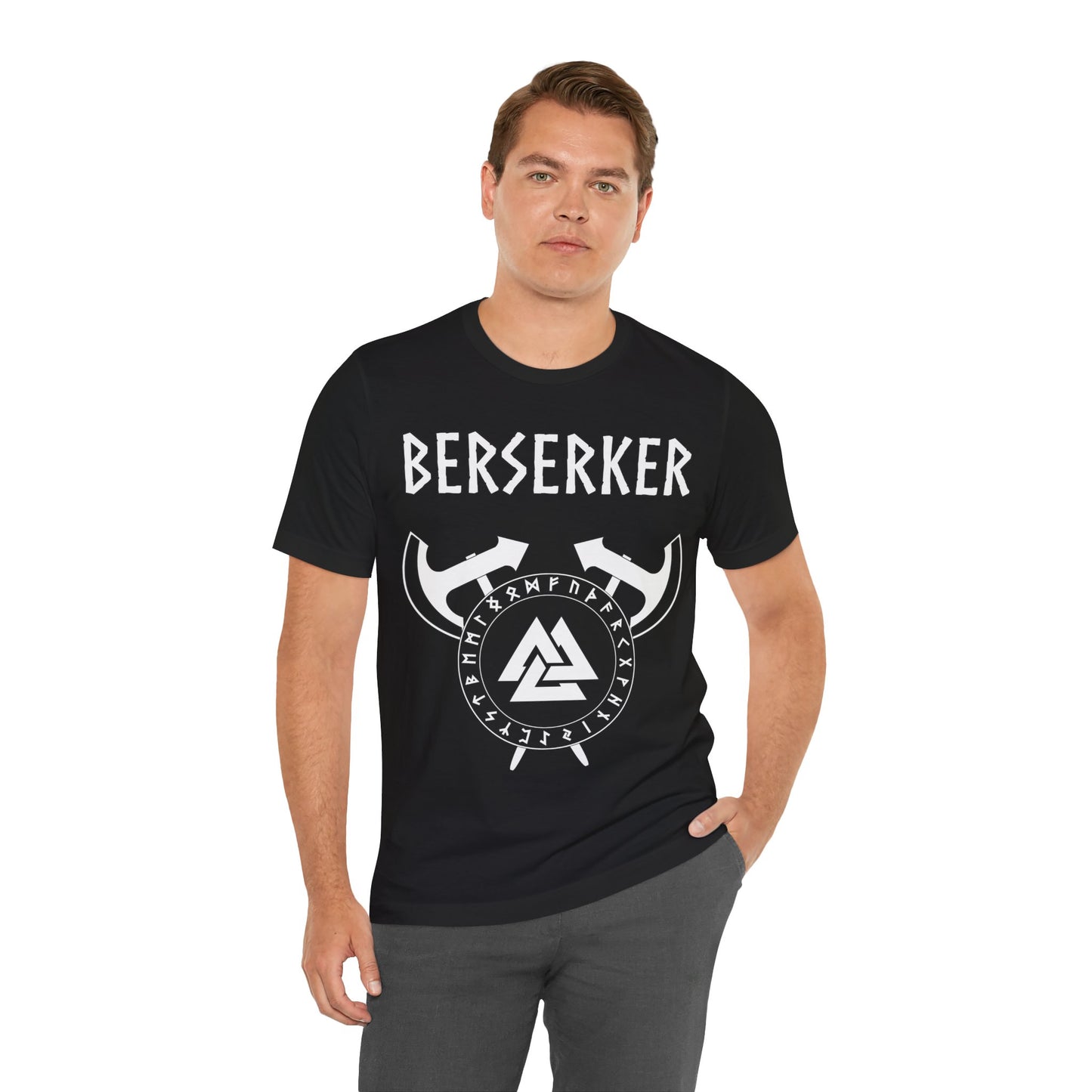 Viking Berserker - Axes with Norse Runes - Viking Valknut T-shirt