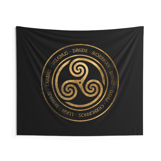 Celtic Gods Ancient Celtic Gods and Goddesses Triskelion Symbol Indoor Wall Tapestry 60" x 50"