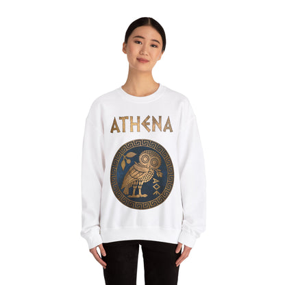 Athena Greek Goddess of Wisdom and War Ancient Athenian Owl Symbol Unisex Heavy Blend™ Crewneck Sweatshirt