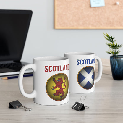 Scotland Heraldry Mug - Scottish Heritage Gift - Lion Rampant - Double Sided Ceramic Mug (11oz)