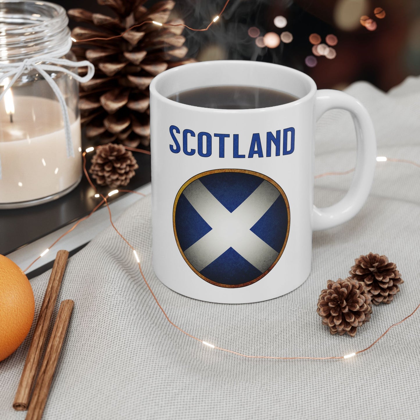 Scotland Heraldry Mug - Scottish Heritage Gift - Lion Rampant - Double Sided Ceramic Mug (11oz)