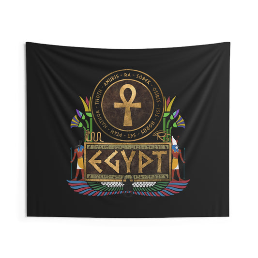 Ancient Egypt - Horus and Set Rival Gods of Egypt - Egyptian Gods Ankh  Indoor Wall Tapestry 60" x 50"