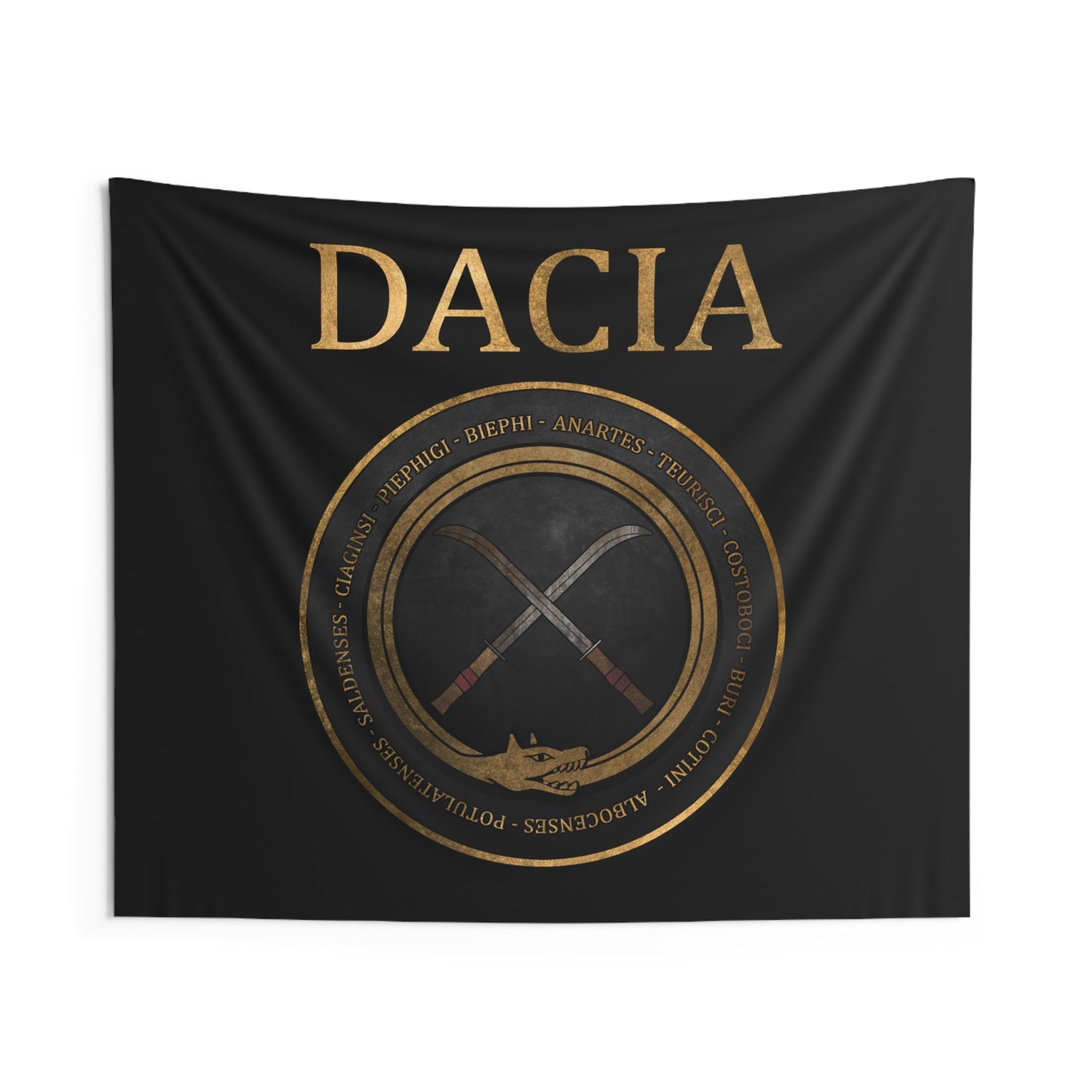 Dacia - Ancient Dacian Tribes - Draco and Falx Symbol Indoor Wall Tapestry 60" x 50"