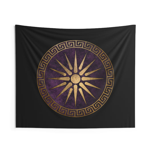 Macedon Alexander the Great Argead Sun Symbol of Ancient Makedon Indoor Wall Tapestry 60" x 50"