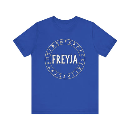 Freyja Norse Goddess with Futhark Runes T-shirt