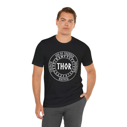 Thor Norse God with Futhark Runes T-shirt