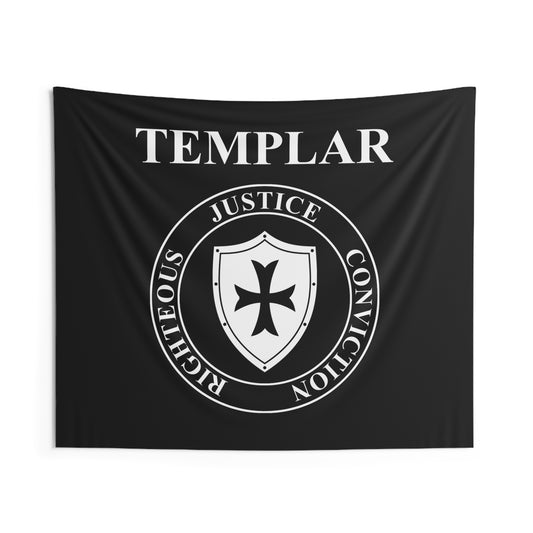 Templar Virtues of the Knights Templar Shield Indoor Wall Tapestry 60" x 50"