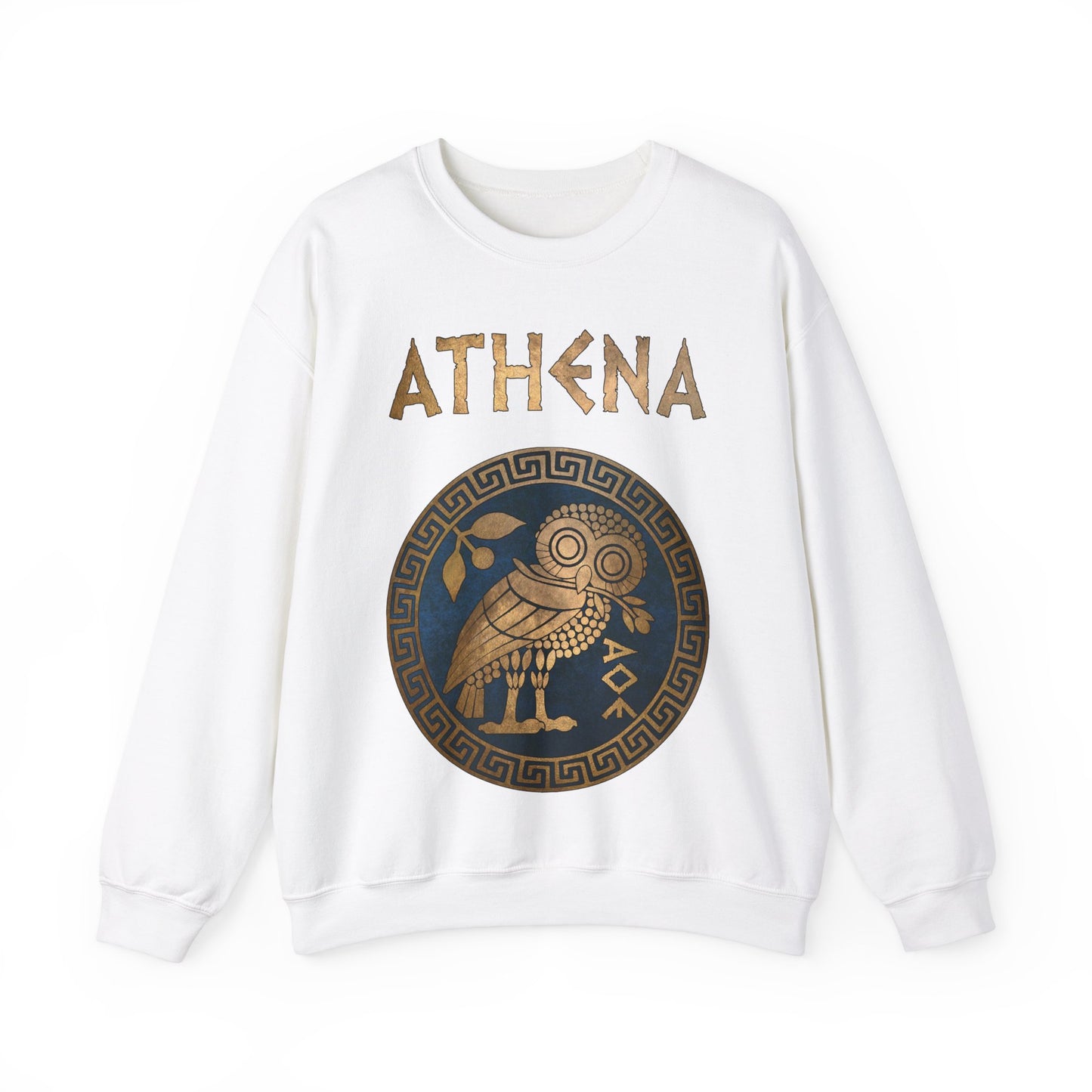 Athena Greek Goddess of Wisdom and War Ancient Athenian Owl Symbol Unisex Heavy Blend™ Crewneck Sweatshirt