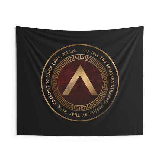 Sparta Battle of Thermopylae Epitaph Ancient History Spartan Lambda Symbol Indoor Wall Tapestry 60" x 50"