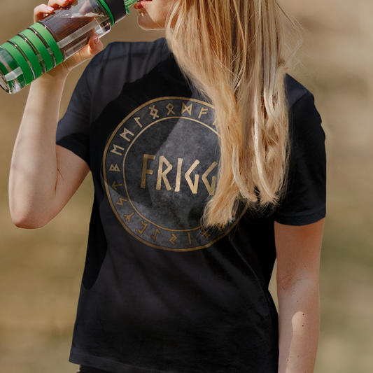 Frigg Norse Goddess with Viking Runes T-Shirt