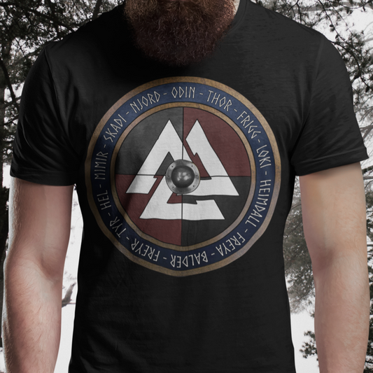 Norse Gods and Goddesses - Viking Shield T-Shirt