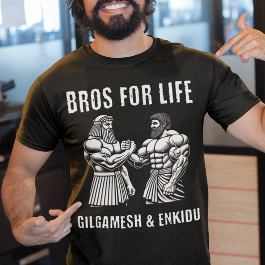 Gilgamesh and Enkidu Bros For Life - Funny Ancient History T-Shirt