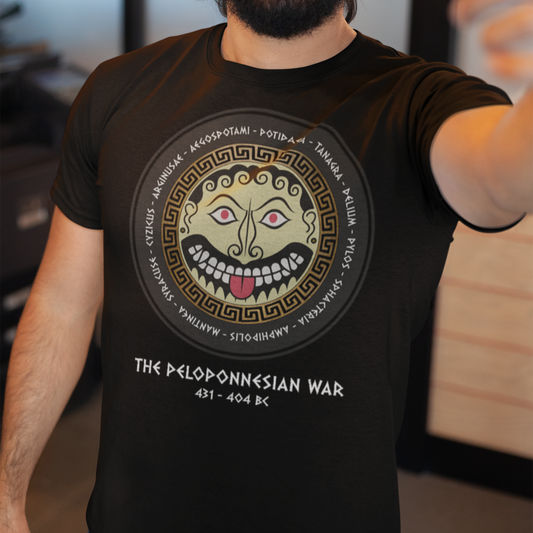 The Peloponnesian War Battles - Greek Gorgon Hoplite Shield T-Shirt