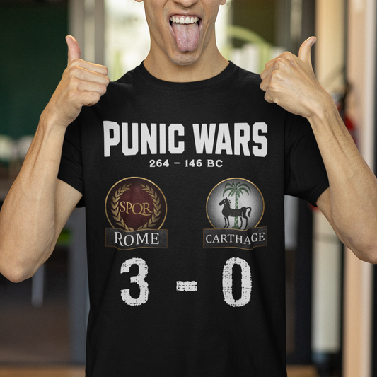 Punic Wars - Rome vs Carthage - 3 to 0 Final Score  - Funny History T-shirt